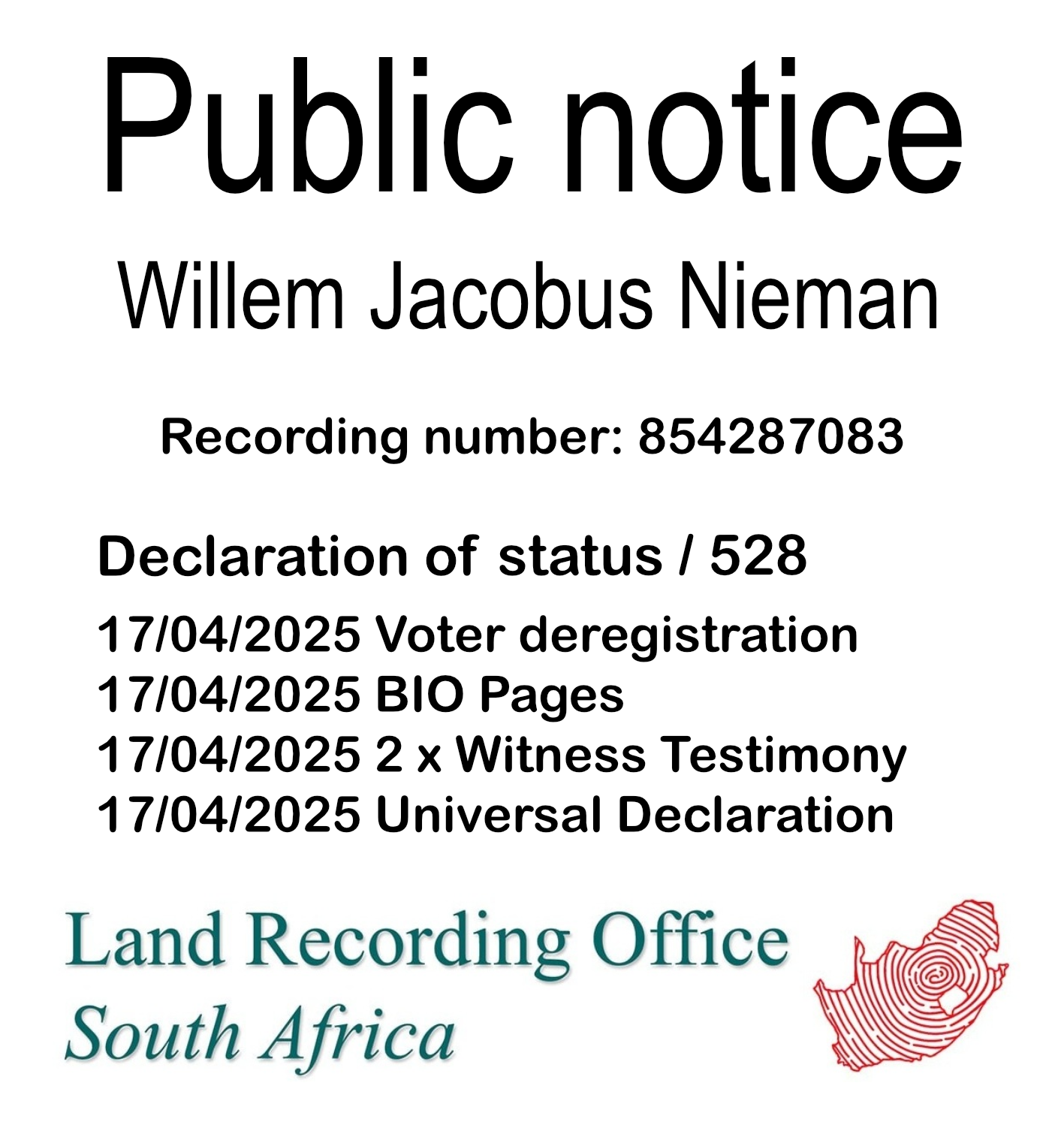 Public Notice Fatima Majal (c) Recording number 567513752